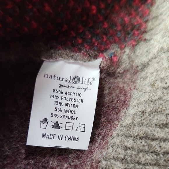 NATURAL LIFE Floral Sweater - Pink and Green on Grey - Picture 3 of 4